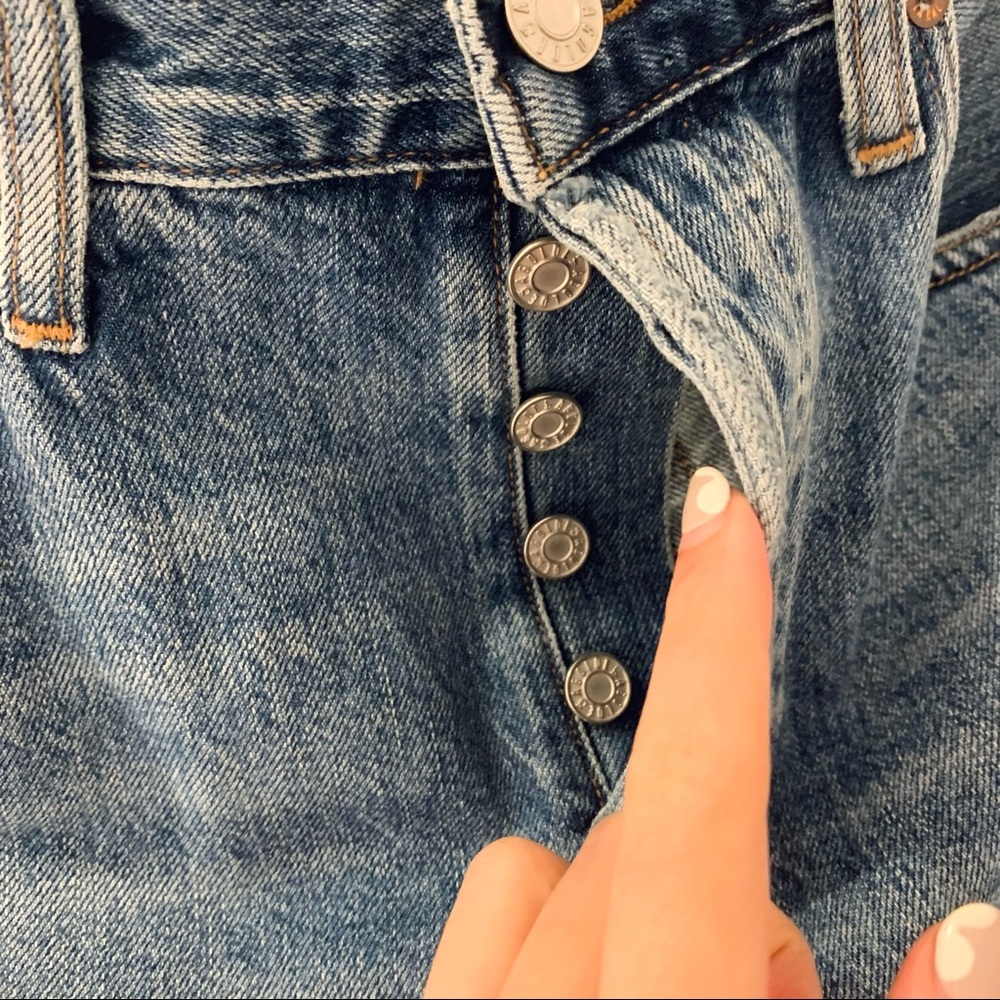 Agolde Faded Blue High-Rise Denim Bermuda Shorts - Picture 9 of 10